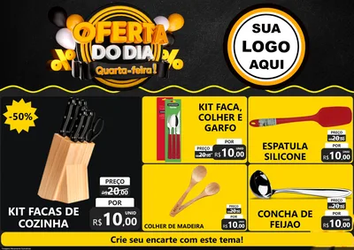 Modelo de Encarte para Encarte A4 Horizontal com o tema Oferta do Dia - Quarta Feira! para Utilidades Domésticas