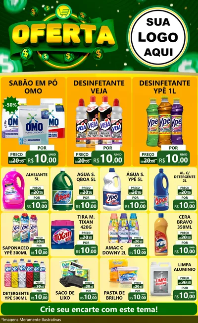 Modelo de Encarte para Encarte Grande com o tema Oferta para Produtos de Limpeza