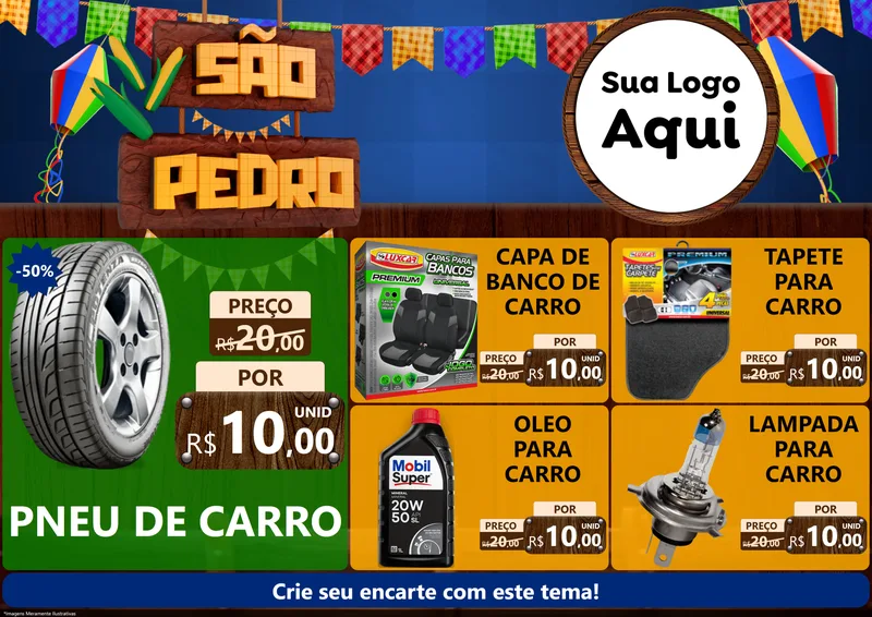 Modelo de Encarte para Encarte A4 Horizontal com o tema São Pedro para Auto peças