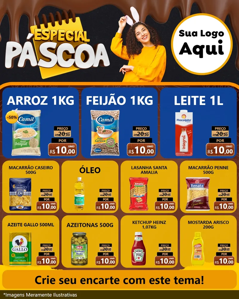 Modelo de Rede Social para Feed Instagram com o tema Especial Páscoa para Supermercado