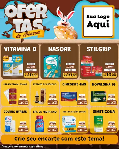 Modelo de Rede Social para Feed Instagram com o tema Ofertas de Páscoa para Farmácia