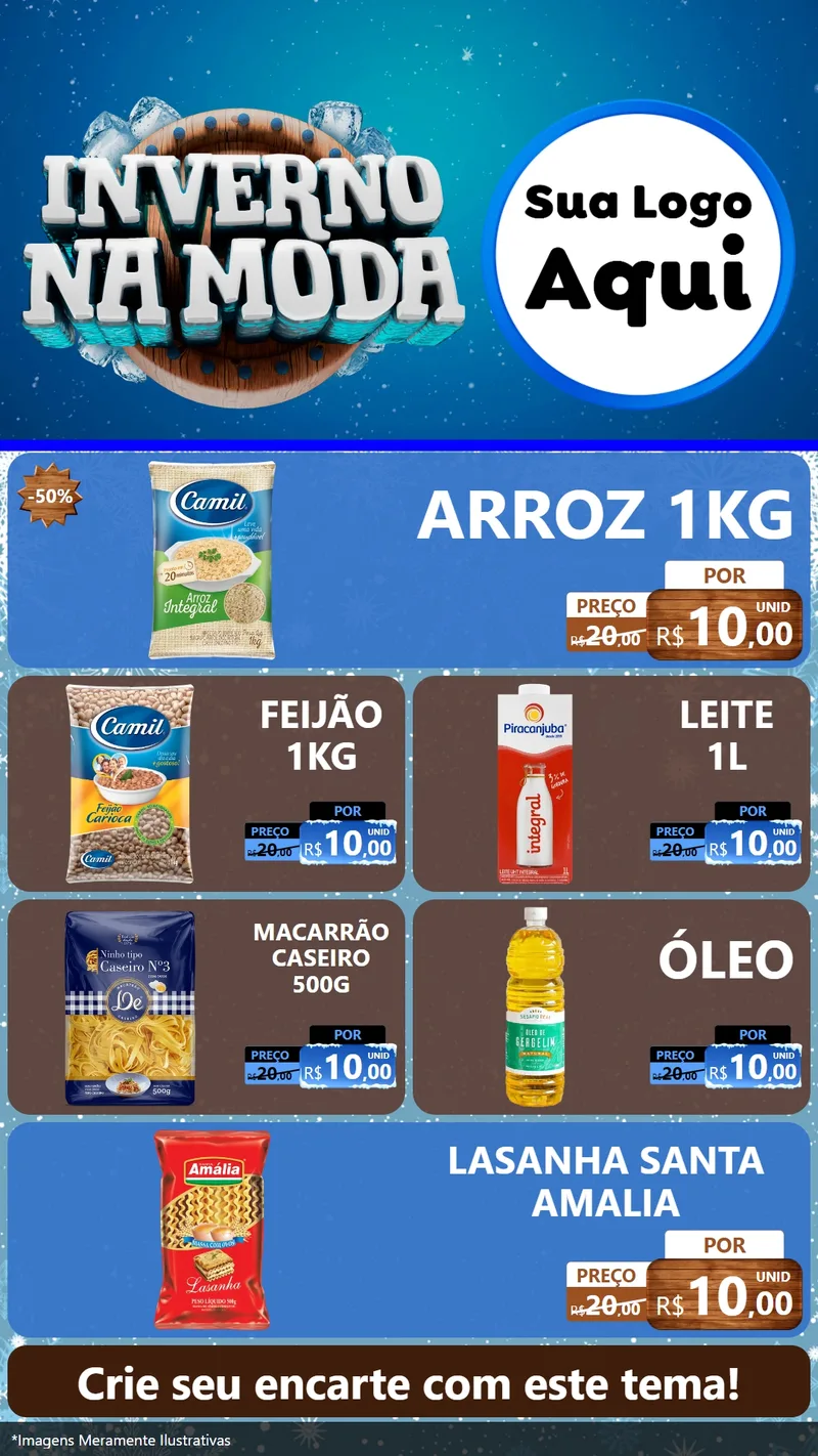 Modelo de TV para TV Vertical com o tema Inverno na Moda para Supermercado