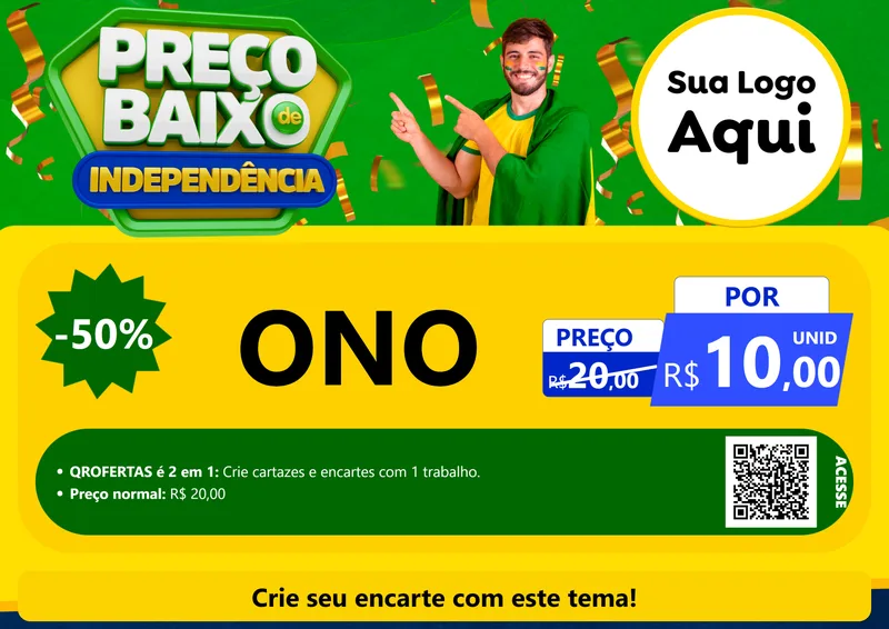 Modelo de Cartaz para Cartaz A4 Horizontal com o tema Preço Baixo de Independência para Óticas