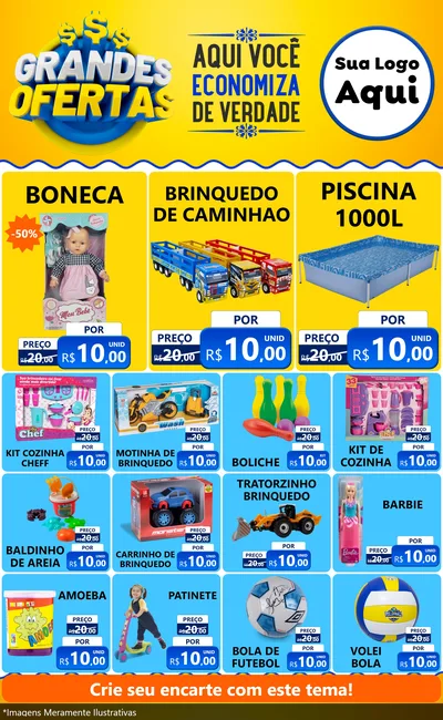 Modelo de Encarte para Encarte Grande com o tema Grandes Ofertas para Brinquedos