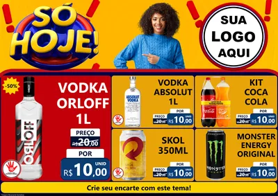 Modelo de Encarte para Encarte A4 Horizontal com o tema Só Hoje! para Distribuidora de bebidas