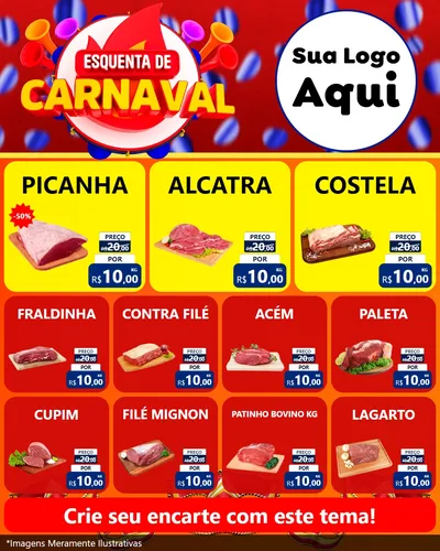 Modelo de Rede Social para Feed Instagram com o tema Esquenta de Carnaval para Açougue