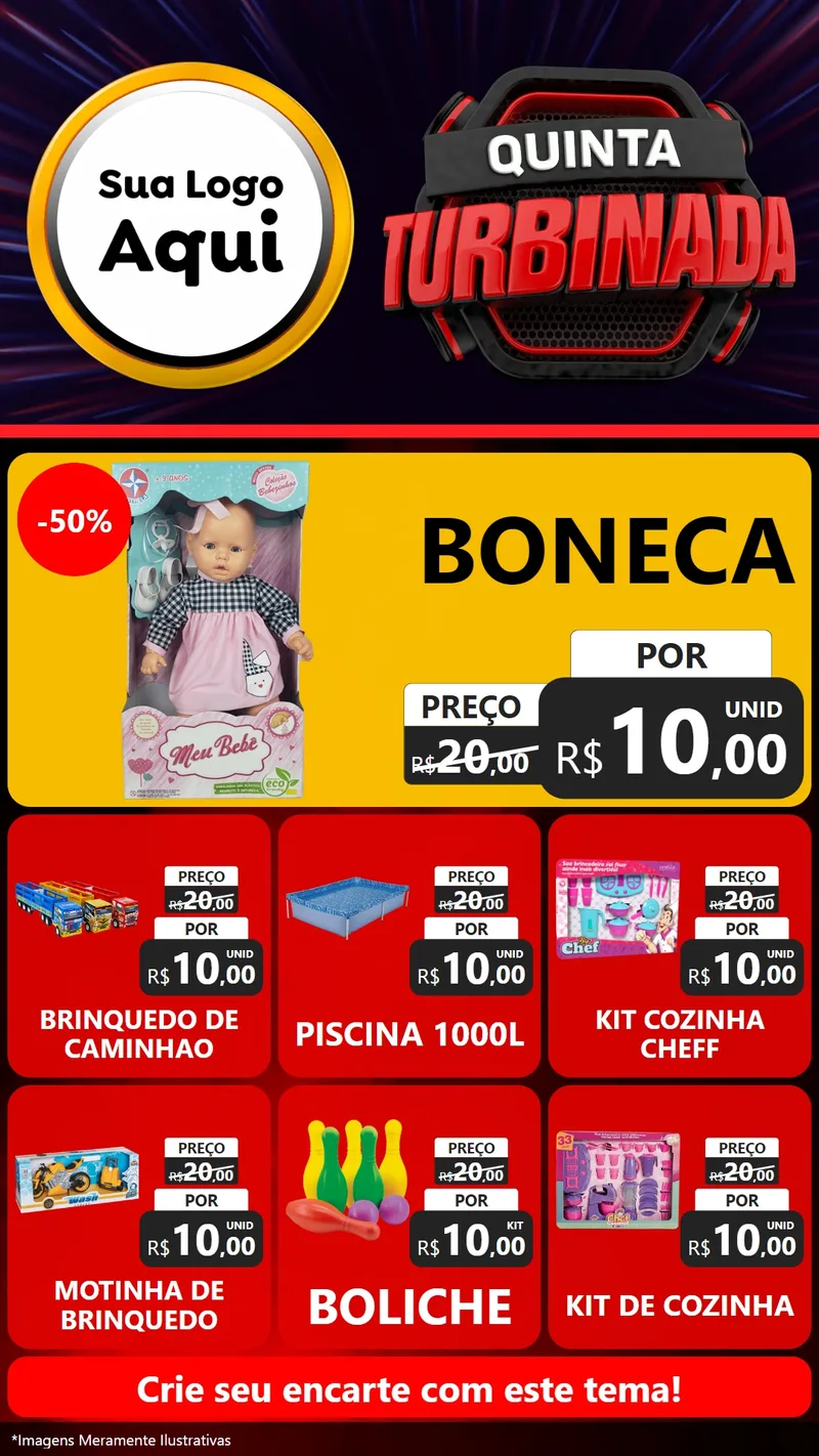 Modelo de Rede Social para Stories com o tema Quinta Turbinada para Brinquedos