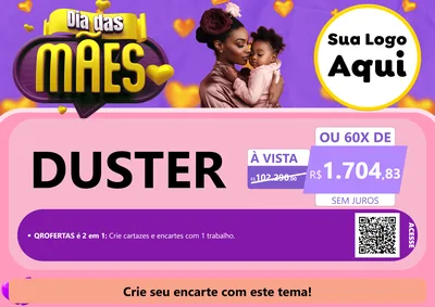 Modelo de Cartaz para Cartaz A4 Horizontal com o tema Dia das Mães para Concessionaria de Carros