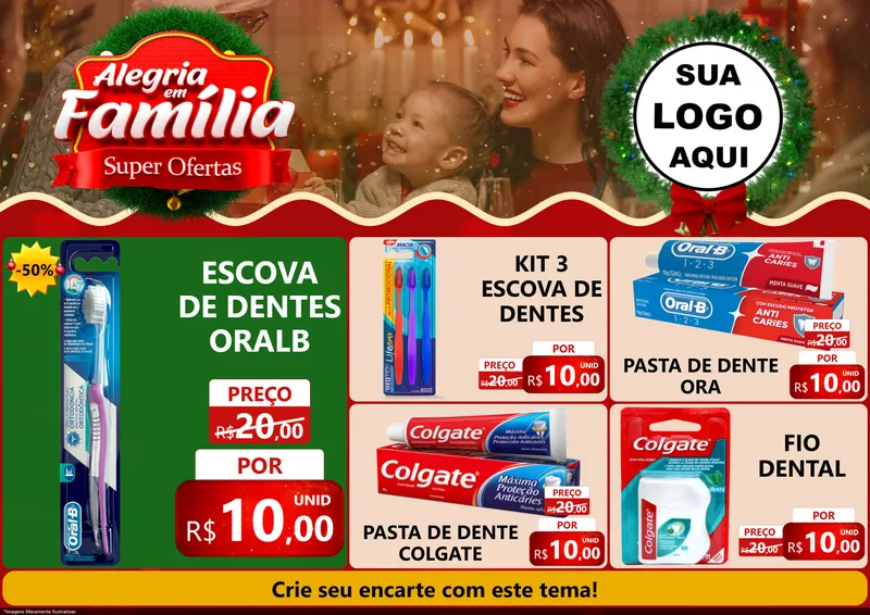 Modelo de Encarte para Encarte A4 Horizontal com o tema Alegria Em Família - Super Ofertas para Higiene Pessoal
