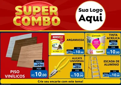 Modelo de Encarte para Encarte A4 Horizontal com o tema Super Combo para Material para Construção