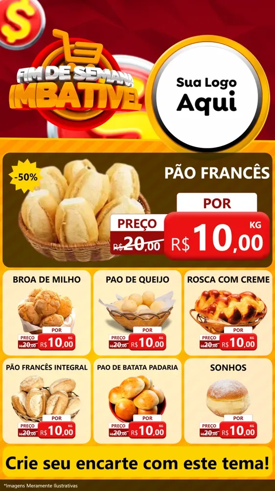 Modelo de Rede Social para Stories com o tema Fim de Semana Imbatível para Padaria