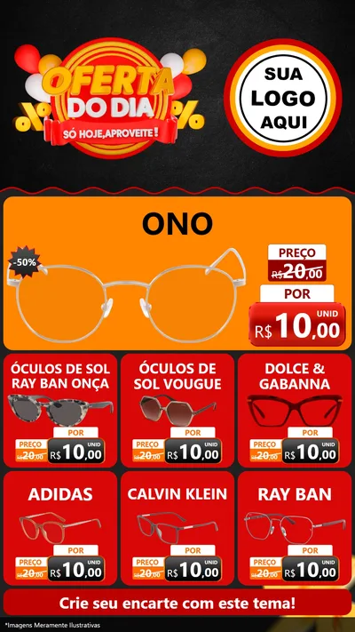 Modelo de Rede Social para Stories com o tema Oferta do Dia - Só hoje, Aproveite! para Óticas