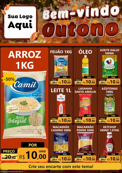 Modelo de Encarte para Encarte A4 Vertical com o tema Bem-vindo Outono para Supermercado