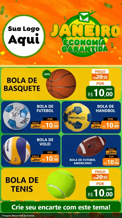 Modelo de TV para TV Vertical com o tema Janeiro - Economia Garantida para Artigos Esportivos