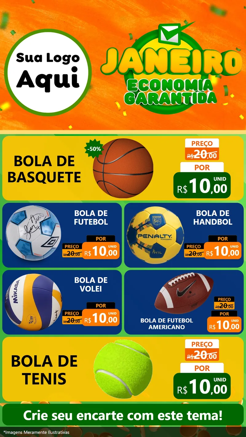 Modelo de TV para TV Vertical com o tema Janeiro - Economia Garantida para Artigos Esportivos