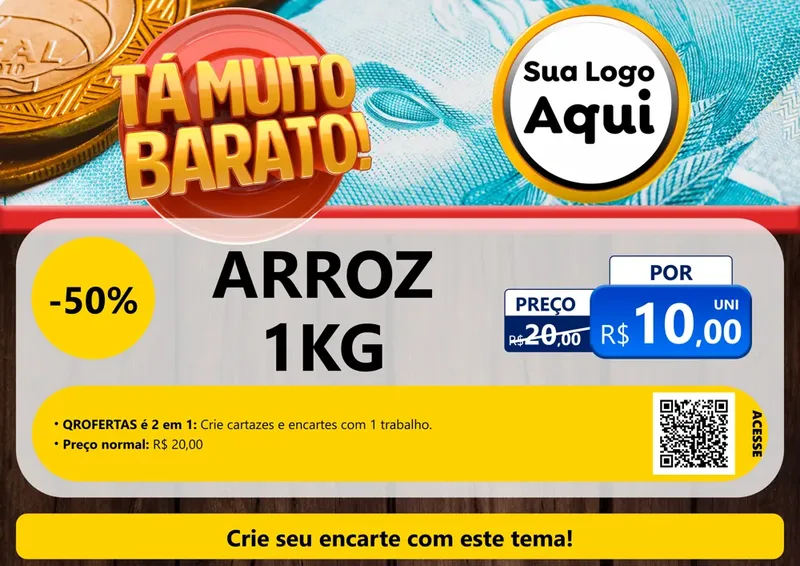 Modelo de Cartaz para Cartaz A4 Horizontal com o tema Está Muito Barato para Supermercado