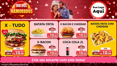 Modelo de TV para TV Horizontal com o tema Dia Dos Namorados para Hamburgueria