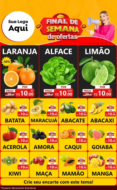 Modelo de Encarte para Encarte Grande com o tema Final de Semana de Ofertas para Hortifrúti
