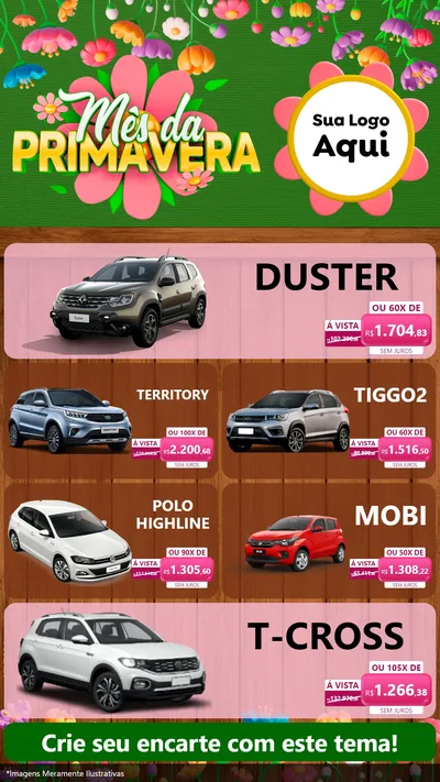 Modelo de TV para TV Vertical com o tema Mês da Primavera para Concessionaria de Carros