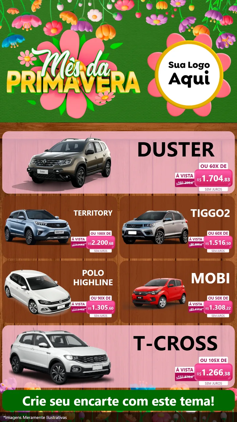 Modelo de TV para TV Vertical com o tema Mês da Primavera para Concessionaria de Carros