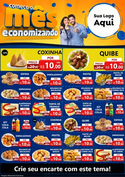 Modelo de Encarte para Encarte A4 Vertical com o tema Comece O Mês Economizando para Salgadaria