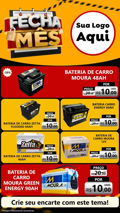 Modelo de TV para TV Vertical com o tema Fecha Mês para Baterias Elétricas