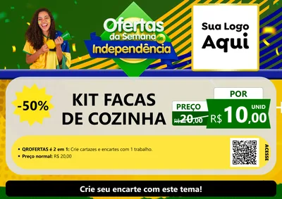 Modelo de Cartaz para Cartaz A4 Horizontal com o tema Ofertas da Semana da Independência para Utilidades Domésticas