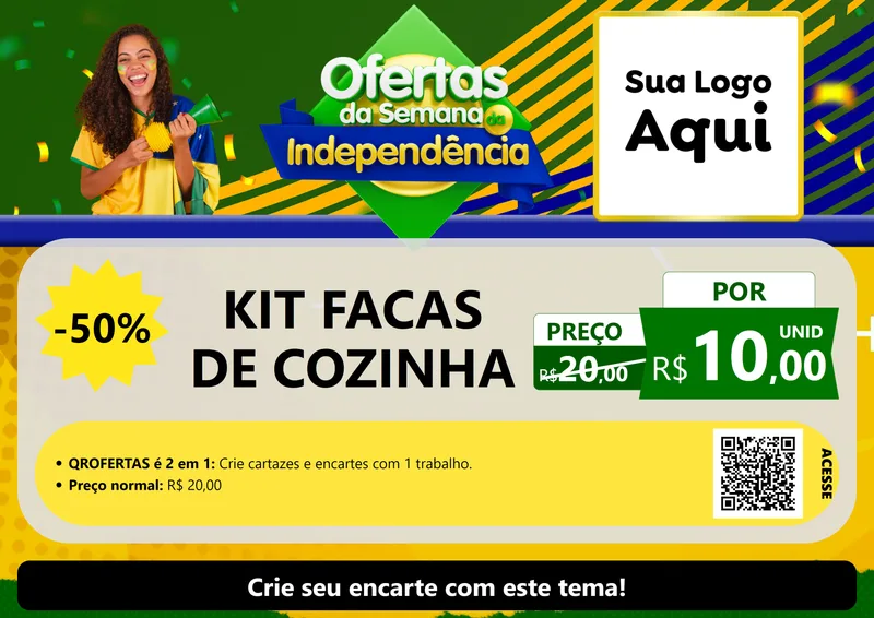 Modelo de Cartaz para Cartaz A4 Horizontal com o tema Ofertas da Semana da Independência para Utilidades Domésticas