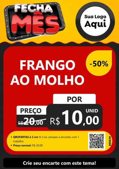 Modelo de Cartaz para Cartaz A4 Vertical com o tema Fecha Mês para Restaurante