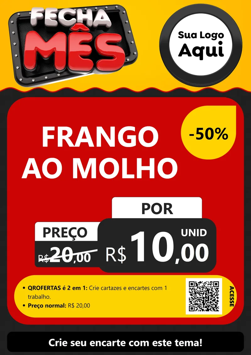 Modelo de Cartaz para Cartaz A4 Vertical com o tema Fecha Mês para Restaurante