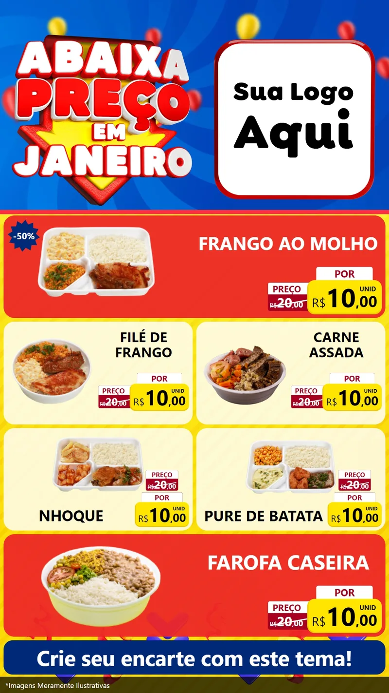 Modelo de TV para TV Vertical com o tema Abaixa Preço em Janeiro para Restaurante
