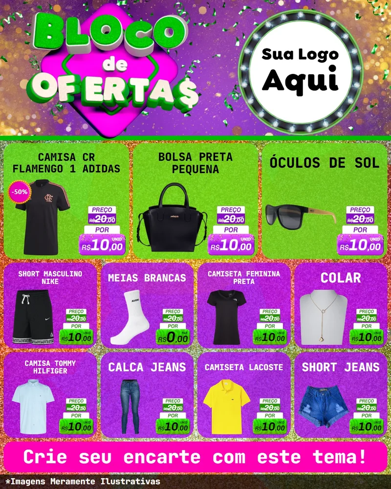 Modelo de Rede Social para Feed Instagram com o tema Bloco de Ofertas para Roupas e acessórios