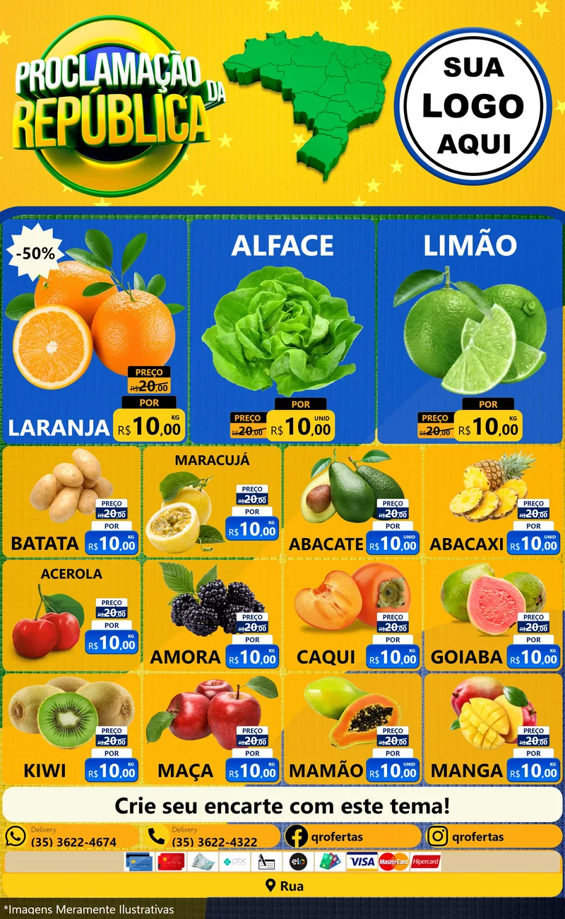 Modelo de Encarte para Encarte Grande com o tema Proclamação da República para Hortifrúti