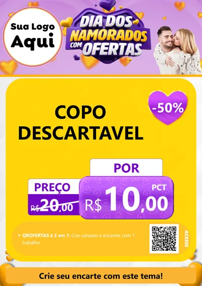 Modelo de Cartaz para Cartaz A4 Vertical com o tema Dia Dos Namorados Com Ofertas para Embalagens