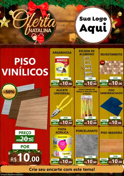 Modelo de Encarte para Encarte A4 Vertical com o tema Ofertas Natalina para Material para Construção