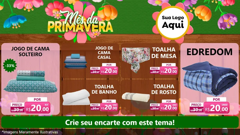 Modelo de TV para TV Horizontal com o tema Mês da Primavera para Cama, Mesa e Banho