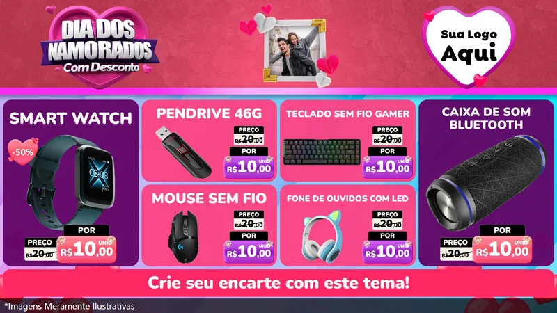 Modelo de TV para TV Horizontal com o tema Dia Dos Namorados Com Desconto para Informática