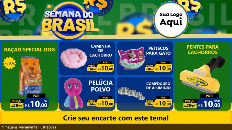 Modelo de TV para TV Horizontal com o tema Semana Do Brasil para Pet Shop