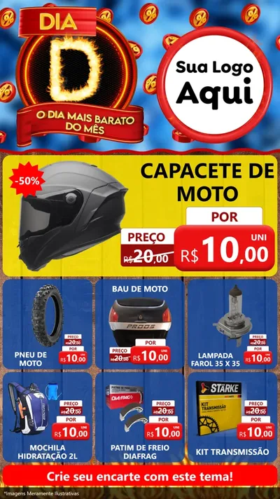 Modelo de Rede Social para Stories com o tema Dia D - O Dia Mais Barato Do Mês para Moto peças