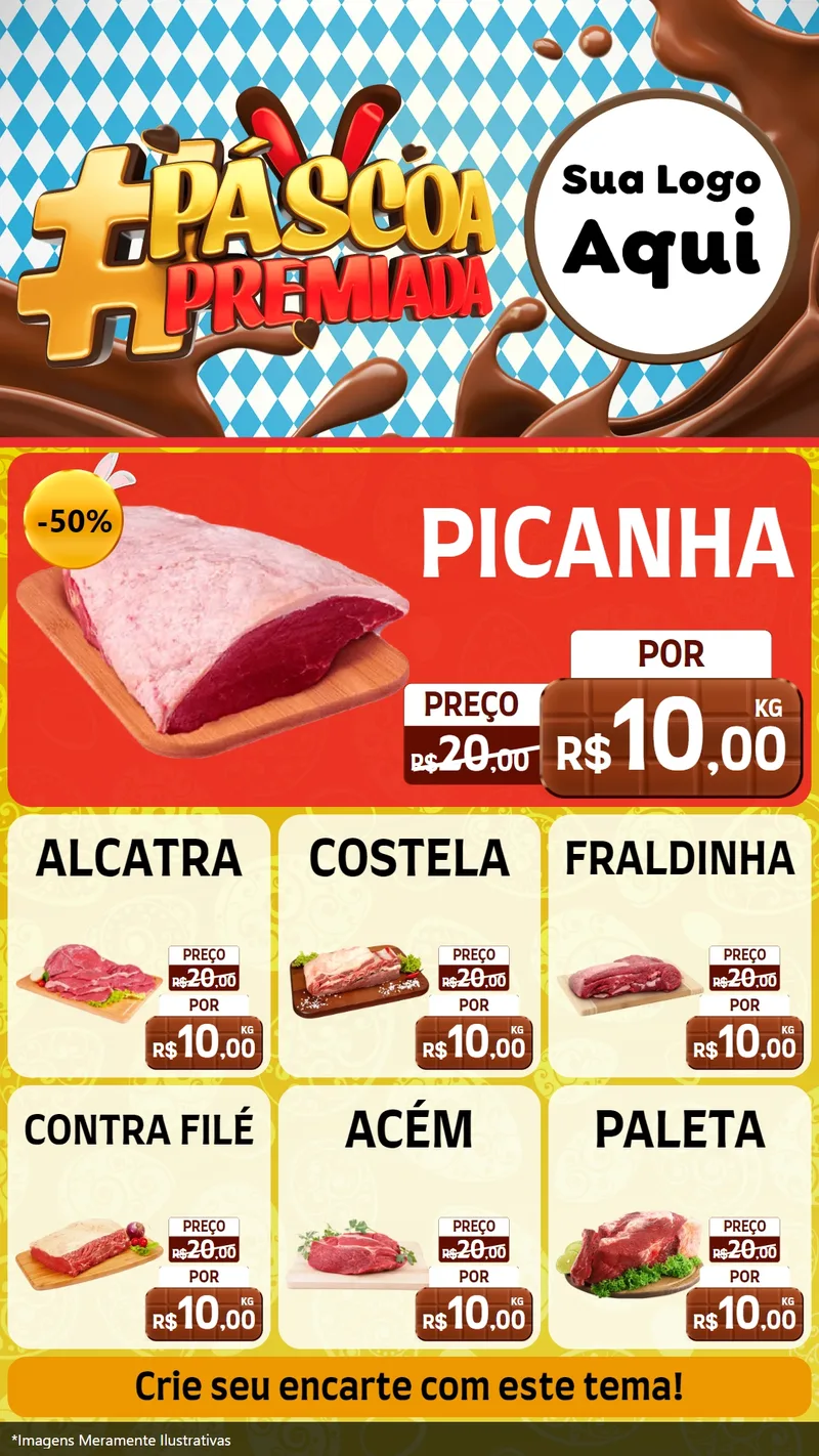 Modelo de Rede Social para Stories com o tema Páscoa Premiada para Açougue