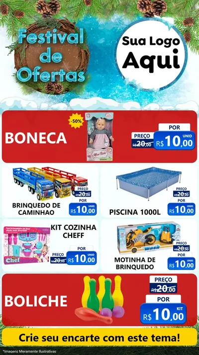 Modelo de TV para TV Vertical com o tema Festival de Ofertas - Inverno para Brinquedos