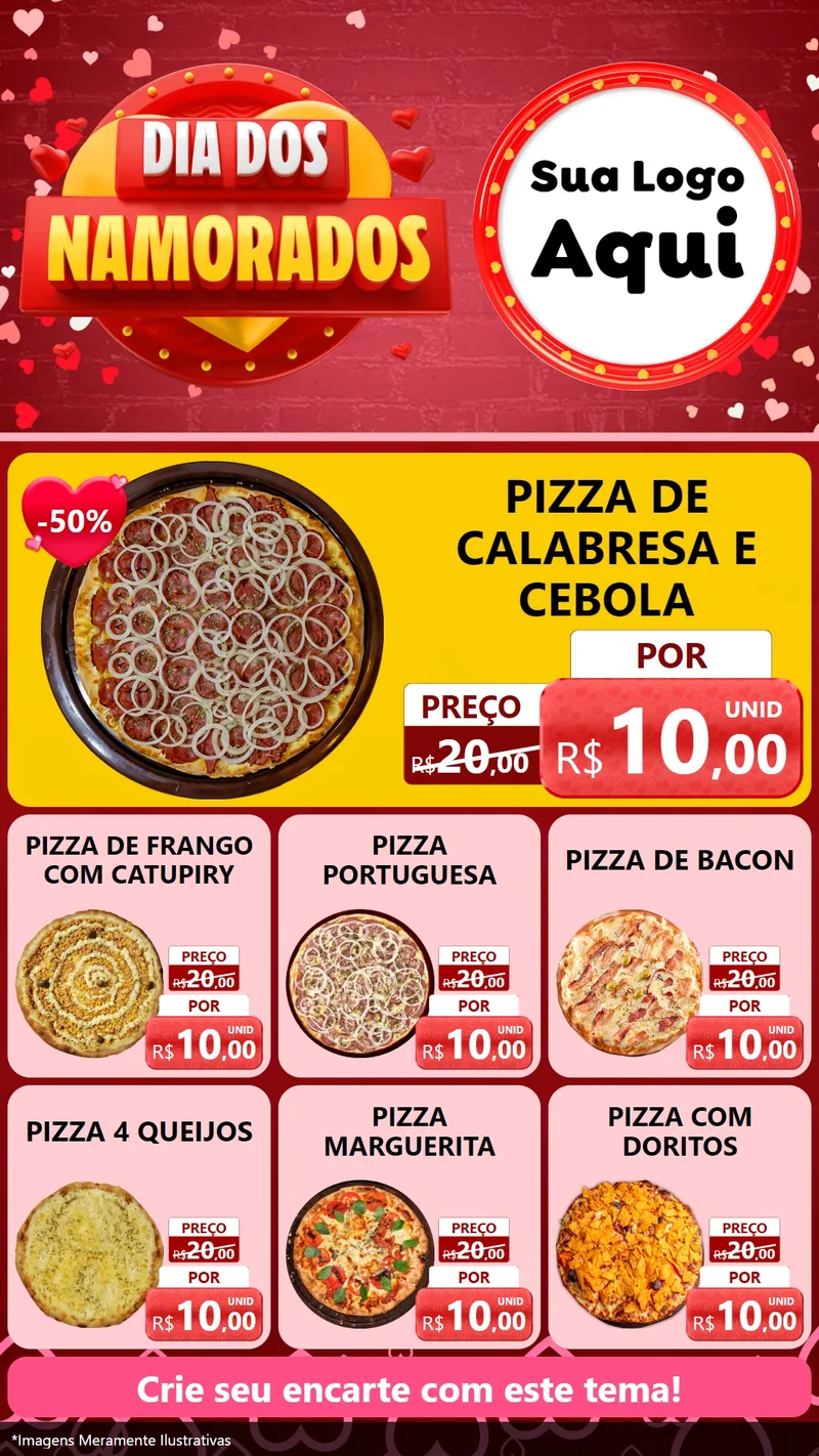 Modelo de Rede Social para Stories com o tema Dia Dos Namorados para Pizzaria