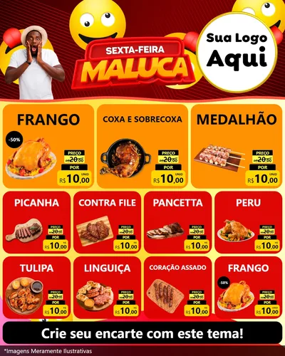 Modelo de Rede Social para Feed Instagram com o tema Sexta-feira Maluca para Assados