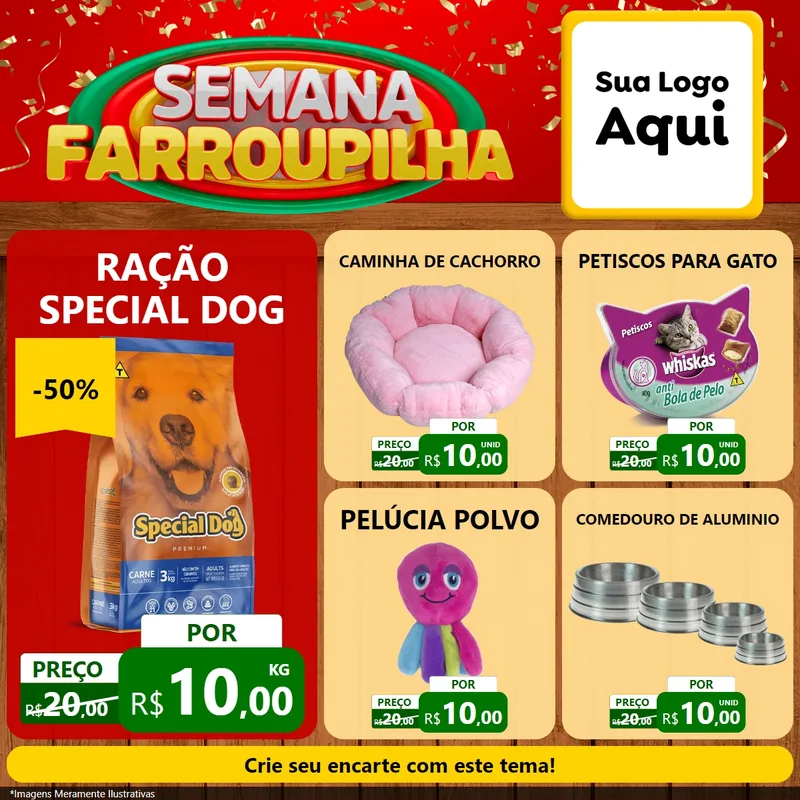 Modelo de Rede Social para Feed Facebook com o tema Semana Farroupilha para Pet Shop