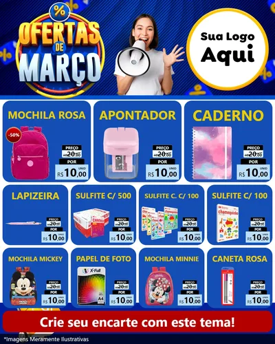 Modelo de Rede Social para Feed Instagram com o tema Ofertas de Março para Papelaria
