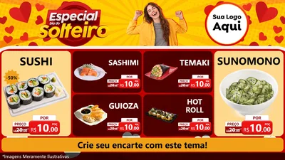 Modelo de TV para TV Horizontal com o tema Especial Dia do Solteiro para Comida japonesa