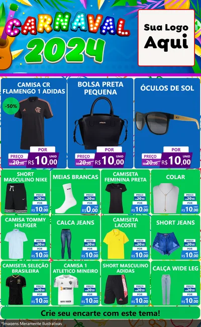 Modelo de Encarte para Encarte Grande com o tema Carnaval 2027 para Roupas e acessórios