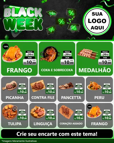 Modelo de Rede Social para Feed Instagram com o tema Black Week para Assados