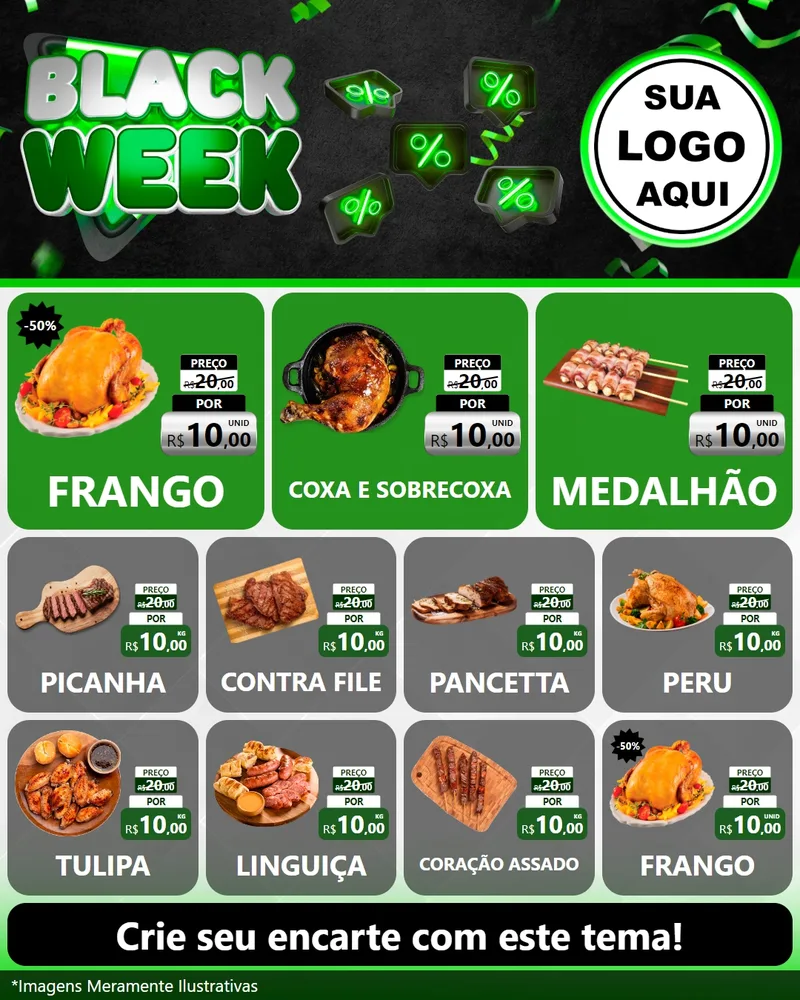 Modelo de Rede Social para Feed Instagram com o tema Black Week para Assados