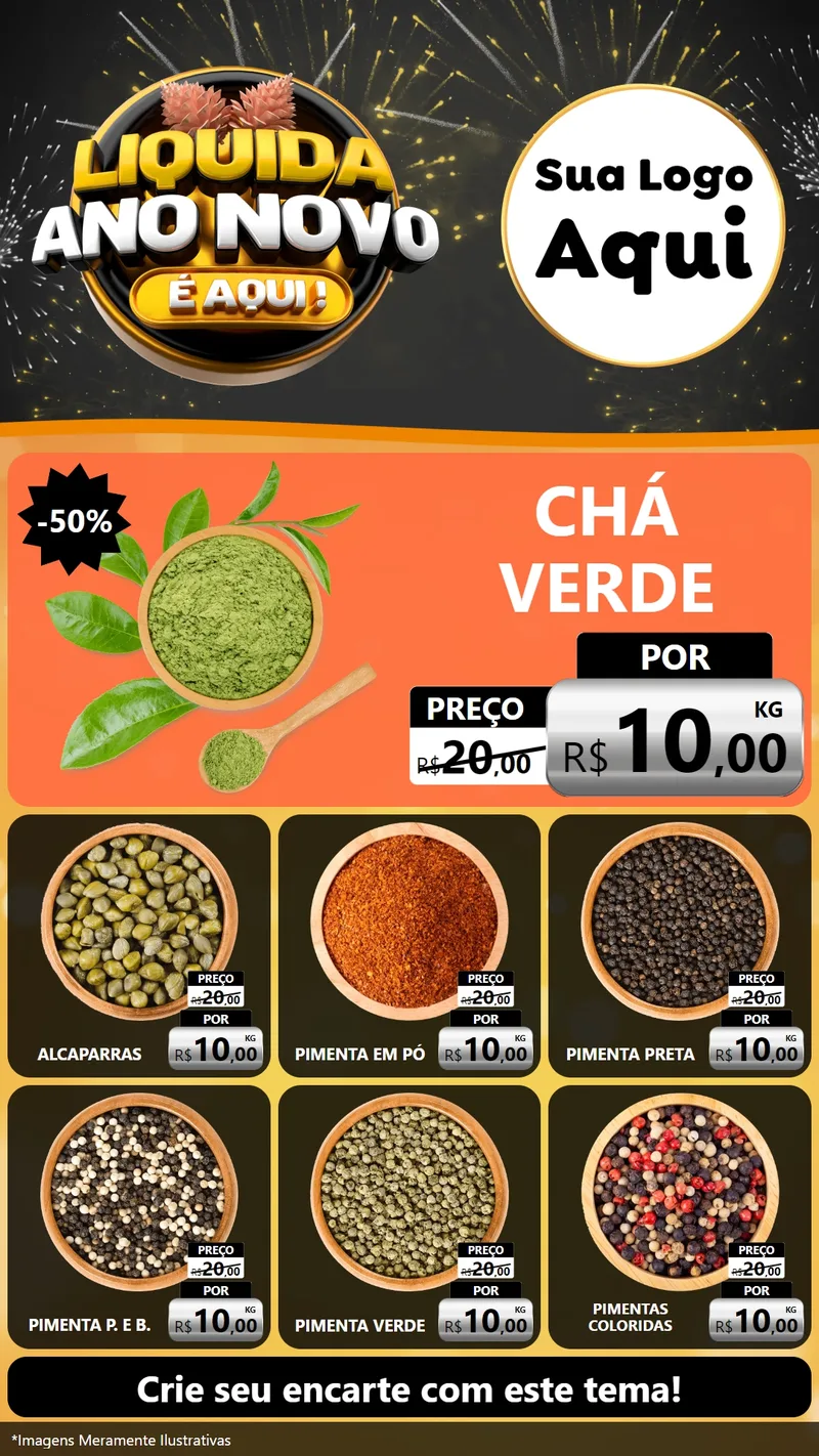 Modelo de Rede Social para Stories com o tema Liquida Ano Novo É Aqui! para Produtos Naturais